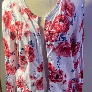 Karen Scott White and Pink Knit Top